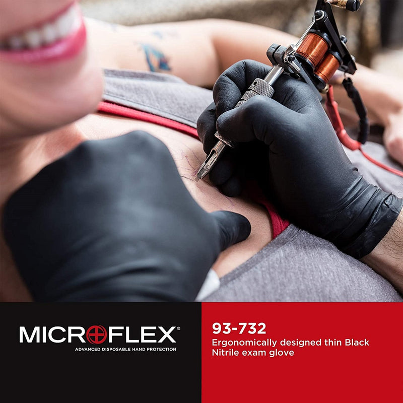 MicroFlex Black Nitrile Gloves (100 Per Box)